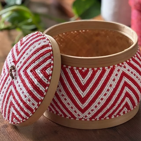 Beaded Bamboo Jar